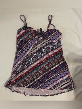 Swimsuits For All Women’s NWT Swim Dress Multicolor Size 16 C/D Built In Bra